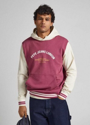 Sweats Pepe Jeans Encapuchonné Coton Sweatshirt Homme Rouge | WKZNTS654