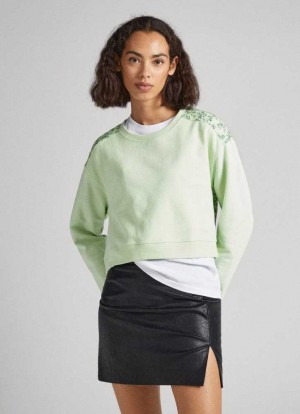 Sweats Pepe Jeans Floral Print Sweatshirt Femme Vert | MPLNJY938