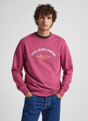 Sweats Pepe Jeans Logo Print Coton Sweatshirt Homme Rouge | COKPYZ512