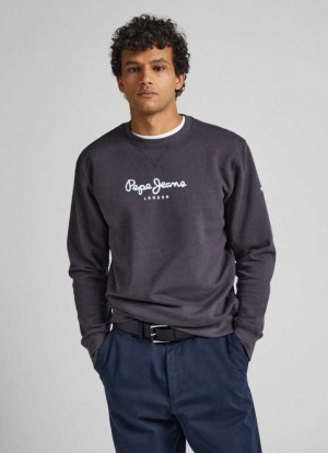 Sweats Pepe Jeans Printed Logo Coton Sweatshirt Homme Noir | GHNIUC230