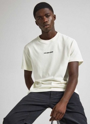 T Shirts Pepe Jeans Back Print T-shirt Homme Blanche | DTXGSC159