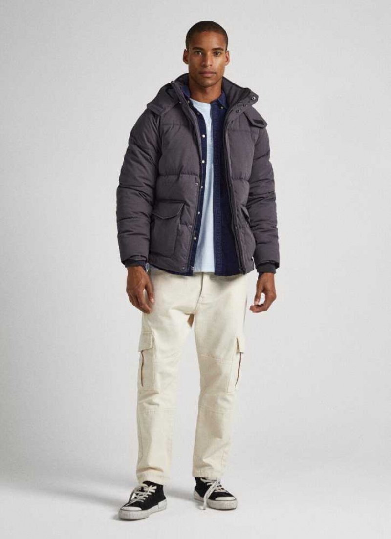 Magasin Veste Pepe Jeans Homme Paris Twill Rembourre Down Jacket Noir