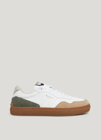 Baskets en cuir avec détails en daim