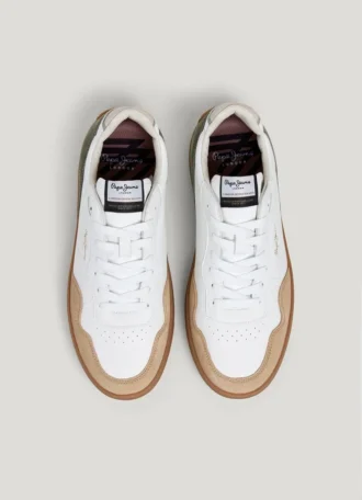 Baskets en cuir avec détails en daim