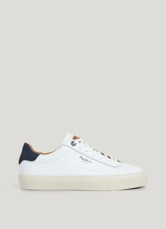 Baskets en cuir avec détails en daim