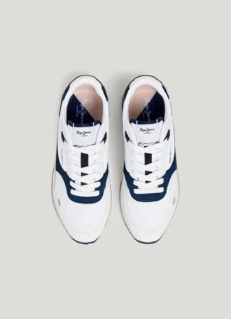 Baskets en cuir avec détails en daim