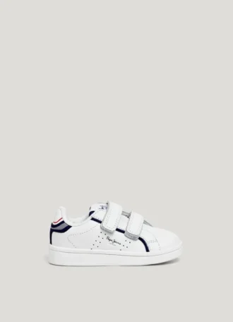 Baskets en cuir avec fermeture velcro
