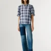 Blouse à carreaux avec volants