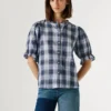 Blouse à carreaux avec volants