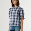 Blouse à carreaux avec volants