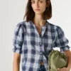 Blouse à carreaux avec volants