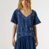 Blouse à col en V avec détails brodés