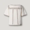Blouse à col en V brodée