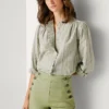 Blouse à col mao rayée Blouse à col mao rayée