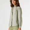 Blouse à col mao rayée Blouse à col mao rayée