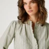 Blouse à col mao rayée Blouse à col mao rayée