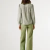 Blouse à col mao rayée Blouse à col mao rayée