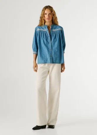 Blouse en denim coupe classique