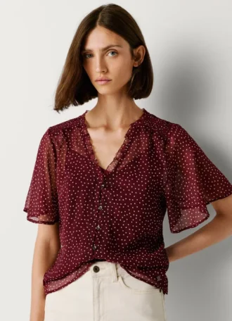 Blouse en mousseline à imprimé pois