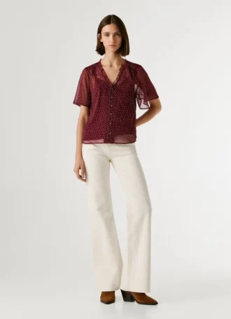 Blouse en mousseline à imprimé pois