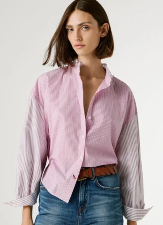 Blouse en popeline rayée