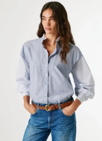 Blouse en popeline rayée