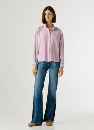 Blouse en popeline rayée