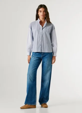 Blouse en popeline rayée