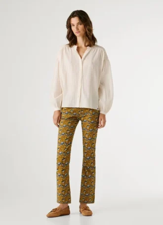 Blouse fluide à col mao