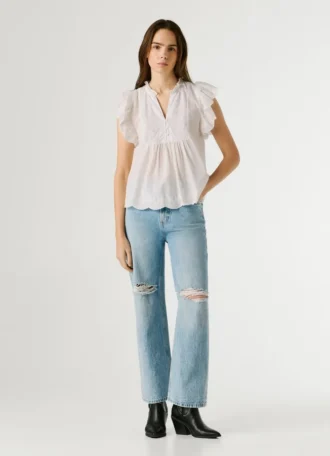 Blouse fluide à manches papillon