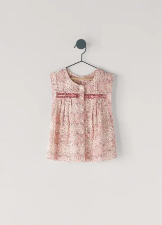 Blouse sans manches à imprimé floral