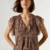 Blouse à volants et col en V Blouse à volants et col en V