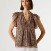 Blouse à volants et col en V Blouse à volants et col en V