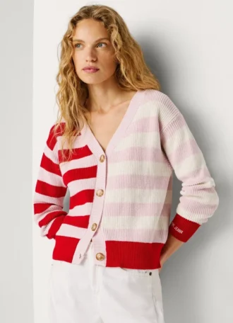 Cardigan en maille rayée