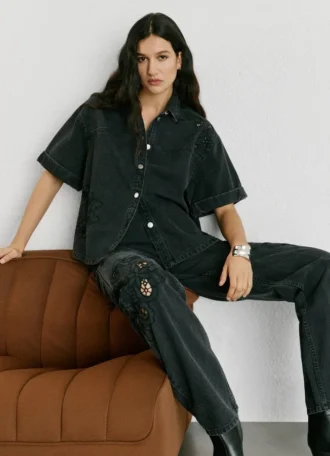 Chemise en denim coupe décontractée