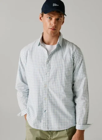 Chemise en popeline à carreaux, coupe classique