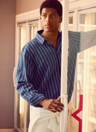 Chemise en popeline rayée