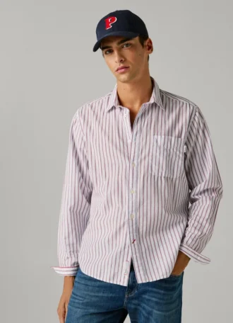 Chemise en popeline rayée, coupe classique