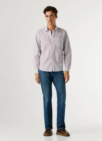 Chemise en popeline rayée, coupe classique