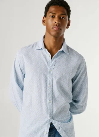Chemise à imprimé géométrique, coupe classique