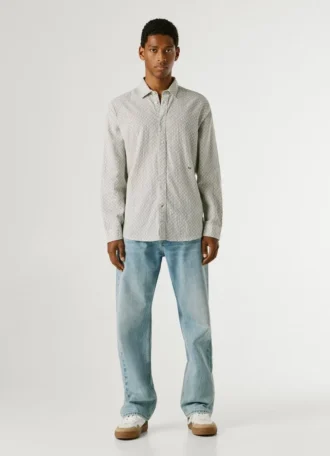 Chemise à imprimé géométrique, coupe classique
