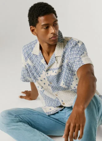 Chemise patchwork à col cubain