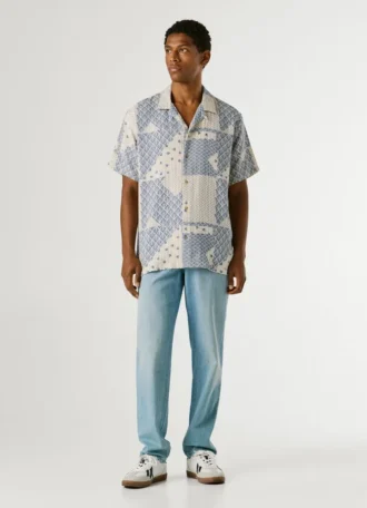 Chemise patchwork à col cubain