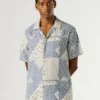 Chemise patchwork à col cubain