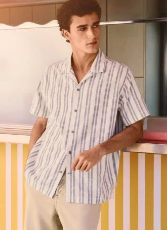 Chemise rayée à col cubain