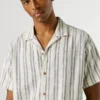 Chemise rayée à col cubain Chemise rayée à col cubain