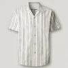 Chemise rayée à col cubain Chemise rayée à col cubain