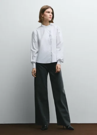 Chemisier en popeline à volants