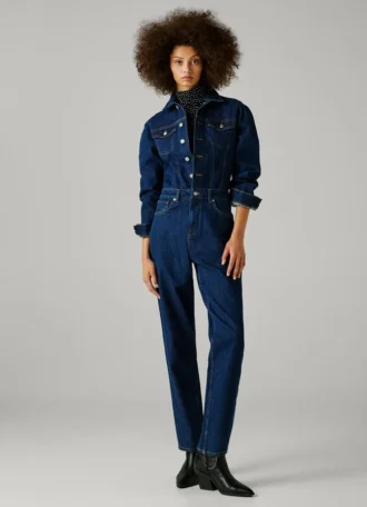 Combinaison longue en denim, coupe classique