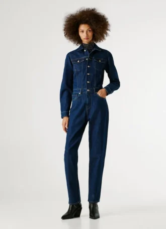 Combinaison longue en denim, coupe classique